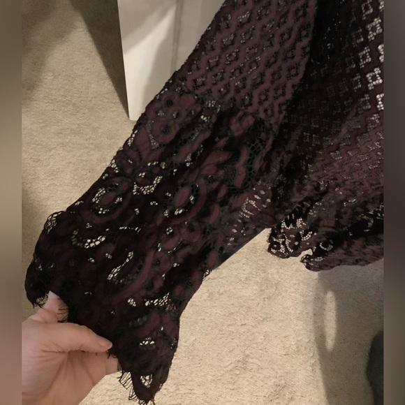 Lacy Maroon and Black Shirt - Picture 3 of 5